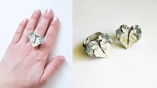 Money RING HEART Origami Dollar Tutorial DIY Gift for Graduation (the author Phong Tran Origami)