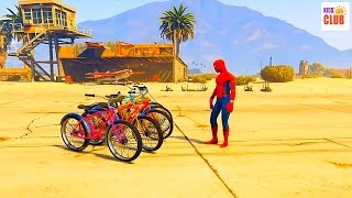 A cartoon about Colored Bikes on the Plane with Spider Man for Children and Kids with Fun Music