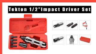 TEKTON 2910 1/2-Inch Drive Manual Hand Impact Driver Set, 7-Piece