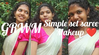 സെറ്റ് സാരിയിൽ ഒരു വിന്റേജ് ലുക്ക്‌ #makeuptutorial #grwm #adayinmylife #setsaree #onamlook