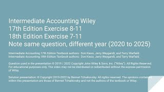 Wiley Intermediate Accounting 18th Edition Exercise 7-11 / 17th Edition Exercise 8-11