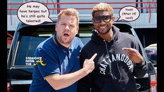 Usher Sings 'Let in Burn' during 'Post Herpes' Appearance on James Corden's Carpool Karaoke