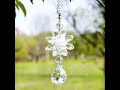 Crystal Ball Prisms Flower Fengshui Ornament Suncatcher Rear View Mirror Car Charm Decor