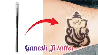 How to make ganesh ji tattoo on hand with pen at home||pen tattoo design||ganesh tattoo drawing