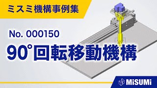 90°回転移動機構【回転テーブル/水平搬送/位置決め/直動機構/直動による揺動機構/シリンダ/リンク/ベアリング/リニアブッシュ/からくり】