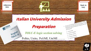 Tolc-e logic practise problem solving (Study in Italy 2024) #italianuniversity #tolcexam