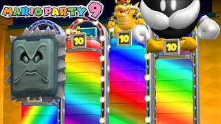Mario Party 9 Step It Up - Thwomp vs Bowser vs Bowser Jr. vs King Bob-Omb  ( Master CPU )#MarioGame