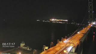 明石海峡大橋ライブカメラ拡大版 Akashi-Kaikyo Bridge LIVE Camera [3/12夜-朝] 神戸淡路鳴門自動車道 淡路島 明石海峡 大阪湾 アジュール舞子