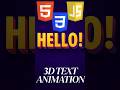 😎 Creat cool 3d text animation using html css 🤘🏻