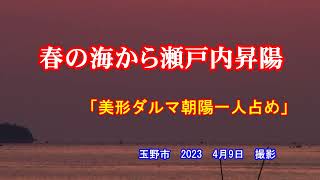 春の海から瀬戸内昇陽「美形ダルマ朝陽一人占め』　玉野市　2023　4月9日　撮影