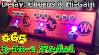 A $65 3-in-1 Delay, Chorus, Distortion Pedal by DONNER.  The Alpha Force Demo \u0026 Review.