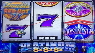 CRYSTAL STAR DELUXE + PLATINUM 8x8x8x + 5 Reel DOUBLE RED HOT 777 Slot Play! Nice wins!