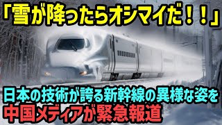 【海外の反応】「極寒じゃ使い物にならないはずが…なぜ走れるんだ？」大雪の中を疾走する日本の技術が誇る新幹線の異様な姿を、世界各国のメディアが緊急報道【関連動画1本】