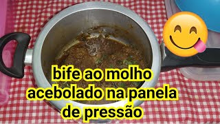 Fiz um Bife ao molho acebolado na panela de pressão delicioso 😋😋😋😋