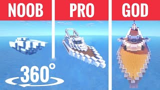 360° Video | VR Noob Pro Hacker God Minecraft Yachts Ships Build Challenge
