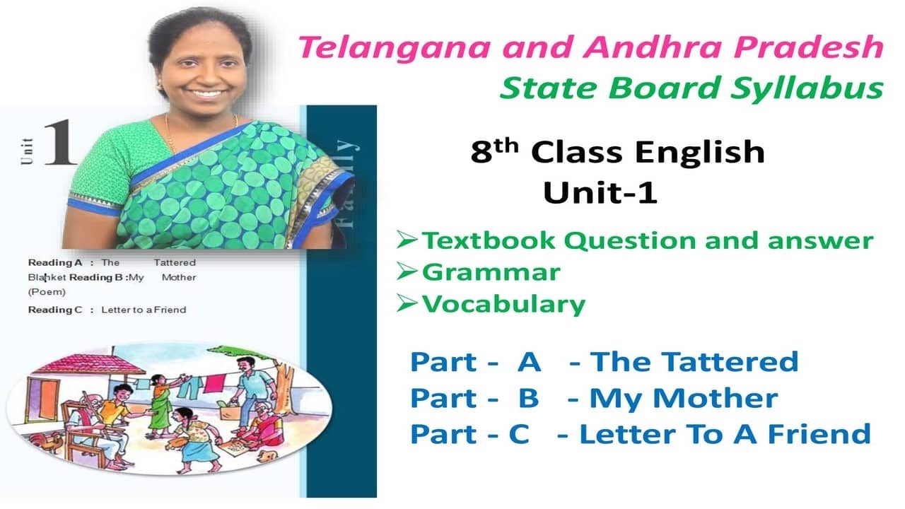 8th Class English Unit- 1 ( A,B & C) Textual Comprehension , Grammar ...