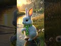 cute rabbit enjoying his morning near river