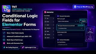 TNT Conditional Logic Fields Plugin for Elementor Forms - Setup Guide | Conditional Fields form