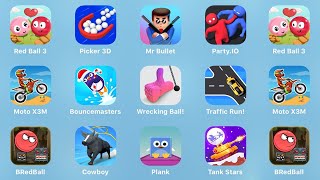 Red Ball 3, Picker 3D, Mr Bullet, Party.io, Moto X3M, Bouncemasters, Wrecking Ball, Traffic Run