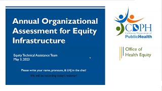 5/3/2023 Annual Organizational Assessment for Equity Infrastructure