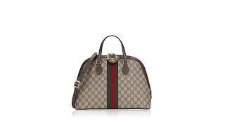 Gucci GG Supreme Ophidia Web Medium Top Handle Bag Beige Ebony