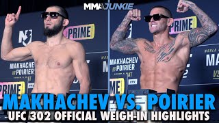 Islam Makhachev, Dustin Poirier Make Weight For UFC 302 Title Fight | Highlights