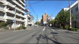 吉島東1丁目12番交差点と吉島稲生神社　（広島市中区　2021年11月）