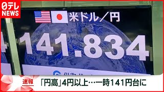 【速報】外為一時 1ドル＝141円台に  一気に4円以上円高に