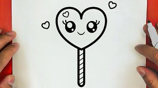 كيفية رسم وتلوين مصاصة كيوت خطوة بخطوة / رسم سهل / تعليم الرسم للمبتدئين || cute lollipop drawing