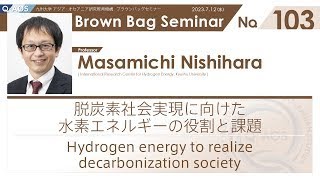 Brown Bag Seminar No. 103 西原 正通教授「脱炭素社会実現に向けた水素エネルギーの役割と課題」