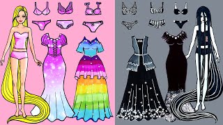 Paper Dolls Dress Up - Wedding Dresses for Rapunzel and Sadako Costumes - Barbie Story & Crafts