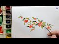 holly branch step by step watercolor tutorial