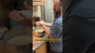 Homemade goat cheese! #familyfarm #homesteadfamily #fyp #homemade #howtomakecheese #subscribe