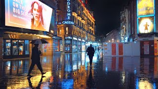 London West End Rain Walk - Night-time City Ambience