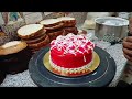 Vanilla strawberry cake decoration Yami cake design #cakedesign #cakedecorations #video #vireels @#