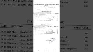 RGPV d pharmacy 2nd year Exam time table has been published