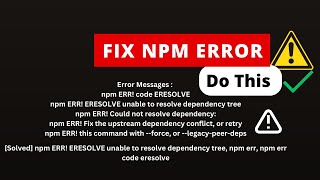Npm ERR code ERESOLVE react | Npm install error in visual studio code [Fast]