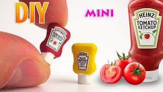 DIY Miniature Heinz Ketchup and Mustard | DollHouse food, accessories and Toys for Barbie