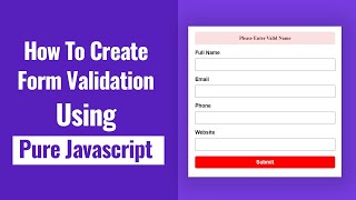 How To Create Javascript Form Validation | Form Validation In Javascript Hindi | Developer Duniya