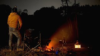 Simple campfire POLISH wilderness SOLO NIGHT in the forest [ ASMR nature sounds, relax, eat, sleep ]