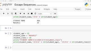 Python: Module 4: Lesson 2: Escape Sequences: English: Saima Academy