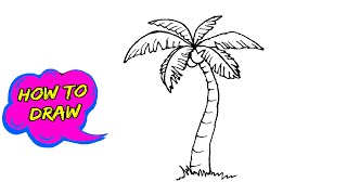 How to Draw a Coconut Tree | Coconut Tree Drawing Easy