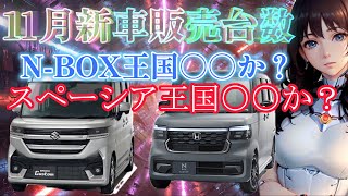 N-BOX王国○○スペーシア王国○○の前兆か？11月新車販売台数速報【新型スペーシア】【新型N-BOX】