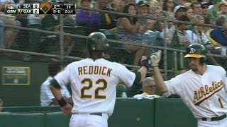 OAK@SEA: Reddick crosses home on Semien's groundout