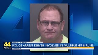 Evansville driver accused of leaving the scene of several crashes Monday