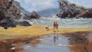 How to paint a simple Seascape with reflections in oil paint  - Full tutorial