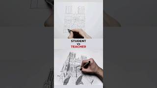 Student vs Teacher Drawing Challenge Notre Dame Reims Cathedral #Shorts