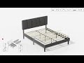 assemble vecelo bed frame upholstered platform bedframe adjustable headboard