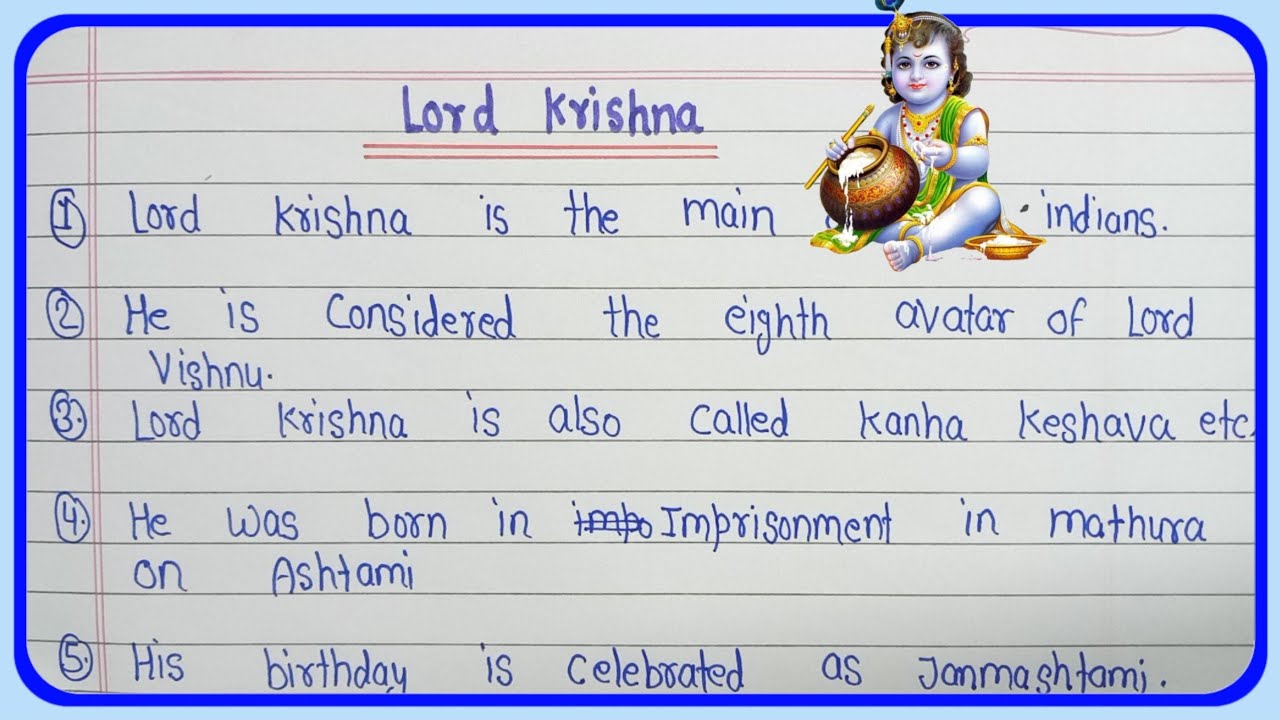 5 Lines On Lord Krishna In English || Essay On Lord Krishna || Lord ...