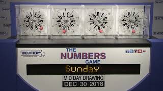 Midday Numbers Game Drawing: Sunday, December 30, 2018